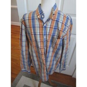 Charleston Threads  Classic Shirt Men's Large Blue and Orange Plaid Size Large